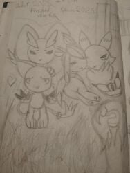 absurd_res anthro bandai_namco by_(disambiguation) canid canine digimon digimon_(species) domestic_cat eeveelution felid feline felis female feral fox frustred gatomon generation_4_pokemon glaceon group hi_res lagomorph leporid lopunny male male/male mammal nintendo pokemon pokemon_(species) rabbit renamon works