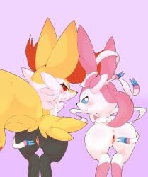 absurd_res braixen duo eeveelution female female/female feral generation_6_pokemon hi_res humanoid nintendo oshiri_hakase pokemon pokemon_(species) sylveon