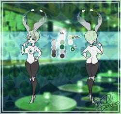2_toes 3_fingers ace_of_spades antennae_(anatomy) arthropod arthropod_abdomen big_breasts biped blue_eyes breasts cecilia_verglas_(nickzilla) clothing crown diamond_(marking) diidiidoodles dipstick_antennae eyelashes feet female fingers footwear forehead_gem frosmoth fur gem generation_7_pokemon generation_8_pokemon genitals green_background grey_clothing headgear heart_symbol hi_res high_heels humanoid humanoid_genitalia humanoid_vulva hybrid insects lepidopteran long_eyelashes markings model_sheet multicolored_antennae nintendo non-mammal_breasts pheromosa pokemon pokemon_(species) pokemorph shoes simple_background solo standing text thick_eyelashes tiara toes translucent two_tone_antennae ultra_beast vulva white_abdomen white_antennae white_body white_fur