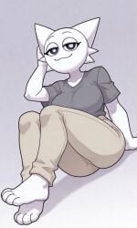 :3 ai_generated feet jeans looking_at_viewer paws pixai sprunki t-shirt tagme wenda_(sprunki)