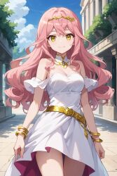1girls ai_generated anime anime_girl breasts female goddess goddess_of_love image isekai_wa_smartphone_to_tomo_ni. karen_mochizuki long_hair mochizuki_karen pink_hair slim_girl slim_waist thighs waifu white_skin yellow_eyes young younger_female younger_sister