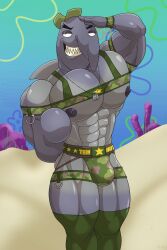 1boy abs anthro arm_behind_back belt biceps bulge clothing daddy dilf fin fish fit fit_male furry furry_male furry_only gay grey_body grin hat legwear male male_nipples male_only marine mature mature_anthro mature_male muscles muscular muscular_anthro muscular_male necklace nickelodeon nipples pecs piqueraj salute sergeant_sam_roderick shark sharp_teeth smile soldier spongebob_squarepants straps teeth underwater water