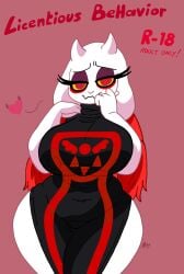 1girls big_breasts breasts chubby chubby_female clothing comic comic_page curvy female goat happy heart hips lilievilla mature_female milf nipples red_eyes seductive solo solo_female toriel underfell