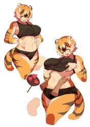 big_breasts breasts cleavage feline female furry huge_breasts mx99926 tagme thick_thighs tiger tiger_girl wide_hips