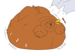 ass belly big_belly big_butt big_cheeks brown_body brown_fur canid canine cosmo_(marvel) female feral fur hi_res immobile mammal morbidly_obese morbidly_obese_female nipples nude obese obese_female oliverdonut212 overweight overweight_female slosh solo spherical_inflation swelling thick_neck weight_gain