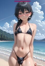 1boy ai_generated balls bikini blush bulge femboy hips looking_at_viewer male meybekity otoko_no_ko penis solo trap yaoi