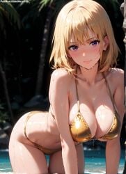1girls 2d ai_generated ass ass_grab athletic athletic_female bare_shoulders beach belly big_breasts bikini bikini_bottom bikini_top blonde_female blonde_hair blonde_hair_female breasts cha_hae_in chest curvy curvy_figure cute cute_face detailed eyelashes eyeshadow female female_only fit fit_female focus high_quality in_water large_breasts legs light-skinned_female light_skin lips lipstick looking_at_viewer makeup mascara medium_breasts midriff navel nero100 ocean outdoors outside pale-skinned_female pale_skin perky_breasts posing purple_eyes sea seaside seductive seductive_look solo_leveling stable_diffusion tagme thighs thin_thighs thin_waist