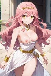 1girls ai_art ai_generated anime anime_girl bare_breasts breasts female goddess goddess_of_love image isekai_wa_smartphone_to_tomo_ni. karen_mochizuki long_hair mochizuki_karen nipples pink_hair slim_girl slim_waist tagme thighs waifu white_skin yellow_eyes young younger_female younger_sister