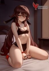 1girls 2d ai_generated ass barefeet big_ass breasts cleavage erophoenix feet female female_focus full_body genshin_impact hu_tao_(genshin_impact) long_hair looking_at_viewer orange_eyes patreon_username small_breasts solo solo_female sweat thick thick_thighs toes uncensored