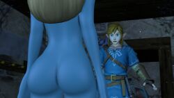 1boy 1girls 3d_(artwork) 3dhentaihero ass blonde_hair blue-skinned_female blue_skin butt clothed_male crossover female ghost ghost_girl imminent_sex light-blue-skinned_female light-blue_skin link link_(breath_of_the_wild) luigi's_mansion male mario_(series) melody_pianissima nintendo sfm the_legend_of_zelda the_legend_of_zelda:_breath_of_the_wild