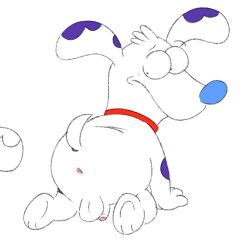 2025 anthro anus ass backsack balls blue_body blue_nose blush canid canine canis domestic_dog genitals hi_res male mammal penis ralph_(spydogs) simple_background slushiedoggie solo the_secret_files_of_the_spydogs white_background white_body