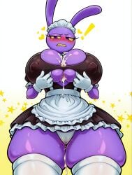 after_paizuri ai_generated big_breasts blush breasts covered_nipples cum female female_jax genderswap_(mtf) glitch_productions huge_breasts jax_(tadc) jax_(the_amazing_digital_circus) kasurnica_(ai_style) large_breasts maid maid_headdress maid_jax_(the_amazing_digital_circus) purple_skin rule_63 solo the_amazing_digital_circus thick_thighs thighhighs underboob underboob_cutout white_thighhighs wide_hips yellow_sclera