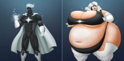 bbw defeated_hero genderswap_(mtf) huge_ass huge_belly huge_breasts milf obese original_character permanent_transformation saturnxart
