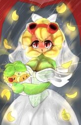 1girls anthro anthrofied ass breasts breasts dress female flora_fauna plant plant_girl plant_humanoid plantie plants_vs._zombies plants_vs_zombies popcap_games pussy shen_chao_weibo solar_flare_(pvz) sunflower_(pvz) wedding wedding_dress wedding_veil