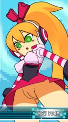 1girls 2016 call call_(mighty_no._9) call_f clothing edit female female_only going_commando green_eyes humanoid mighty_no._9 no_panties puffy_nipples pussy robot robot_girl robot_humanoid sif_(artist) skirt solo upskirt vagina video_games