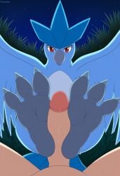 ai_generated articuno bird bird_feet feet foot_fetish foot_play footjob game_freak legendary_pokemon nintendo pokemon pokemon_(species) pov talons toe_claws toes trainer uncensored