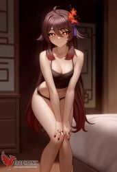 1girls 2d ai_generated ass barefeet big_ass breasts cleavage erophoenix feet female female_focus full_body genshin_impact hu_tao_(genshin_impact) long_hair looking_at_viewer orange_eyes patreon_username small_breasts solo solo_female sweat thick thick_thighs toes uncensored