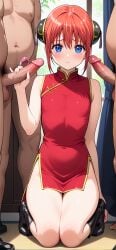 1girls ai_generated angel_face_slut_ass big_breasts chinese_clothes deserved forced forcing gangbang gintama kagura_(gintama) teenage_girl teenager younger_female