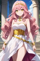 1girls ai_generated anime anime_girl breasts female goddess goddess_of_love image isekai_wa_smartphone_to_tomo_ni. karen_mochizuki long_hair mochizuki_karen pink_hair slim_girl slim_waist thighs waifu white_skin yellow_eyes young younger_female younger_sister