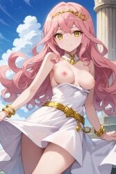 1girls ai_generated anime anime_girl bare_breasts breasts female goddess goddess_of_love image isekai_wa_smartphone_to_tomo_ni. karen_mochizuki long_hair mochizuki_karen nipples pink_hair slim_girl slim_waist tagme thighs waifu white_skin yellow_eyes young younger_female younger_sister