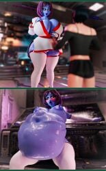 1boy 1girls 3d 3d_(artwork) alien alien_girl alien_humanoid alien_pred belly belly_bulge big_belly big_belly_bulge big_breasts bigger_female black_hair black_hair_male blue_skin blue_skinned_female blush boobs_bigger_than_head breasts breasts_bigger_than_head clothed clothed_female clothed_male female female_focus female_pred freckles freckles_on_face full_belly horny horny_female horny_pred huge_belly human human_male human_prey johnnyboy246 large_breasts larger_female larger_pred light-skinned_male light_skin male male_prey oral_vore purple_hair purple_hair_female shorter_male smaller_male smaller_prey soft_vore tau thick_thighs thighs topless topless_female vore vore_belly warhammer_(franchise) warhammer_40k