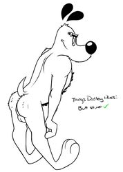 ass backsack balls body_hair canine check_mark chest_hair concupisco dudley_puppy leaning leaning_back line_art looking_at_viewer male male_only mammal monochrome nickelodeon nude presenting presenting_hindquarters raised_tail solo standing t.u.f.f._puppy