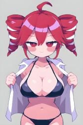 1girls 2:3 ahoge big_breasts bikini blush bouncing_breasts breasts breasts_out cleavage curvy curvy_female curvy_figure female female_only flashing flashing_breasts hair_ornament huge_breasts jiggling_breasts kasane_teto kasane_teto_(sv) large_breasts navel open_mouth open_shirt red_eyes red_hair shiny_skin shorter_than_10_seconds slim_waist solo solo_female synthesizer_v tagme twin_drills utau vertical_video video wide_hips