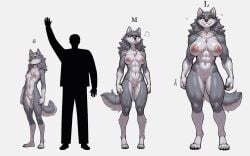 1boy 1girls 2025 abs anthro anthro_female athletic_anthro athletic_female big_breasts bigger_female claws completely_nude completely_nude_female female grey_fur larger_anthro larger_female male mammal mammal_humanoid medium_breasts multicolored_fur muscular_anthro navel original pink_nipples plump_labia shorter_female shorter_male size_chart size_comparison size_difference small_breasts smaller_female smaller_male smiling taller_anthro taller_female taller_girl thin_female thin_waist tuft wheel_of_fortune_(artist) white_fur wolf wolf_ears wolf_girl wolf_humanoid wolf_tail