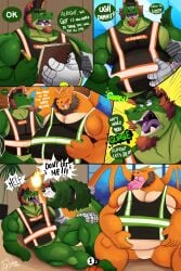 2:3 absurd_res alligator alligatorid anthro belly big_belly canid canine charizard clothing crocodile crocodilian digital_media_(artwork) dragon duo generation_1_pokemon green_body grizzlyear_(grizzlyear34) hair hi_res invader_(invaderthegator) invalid_tag lizard male male/male mammal muscular muscular_male mythological_creature mythological_scalie mythology nintendo open_mouth original_character overweight overweight_male pokemon pokemon_(species) ray_(calidragon06) reptile scalie size_difference tail tongue vore