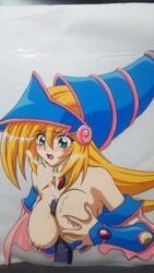 bare_shoulders blonde_hair breast_grab breasts cum dark_magician_girl duel_monster female green_eyes hair handdrawn hasamimushi hat headgear large_breasts long_hair magical_girl masturbation paizuri penis photo_(medium) picture_of_picture scissor_insect tears witch_hat yu-gi-oh! yuu-gi-ou_duel_monsters