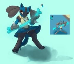 artesjsc big_breasts breasts cleavage female huge_breasts lucario pokemon pokemon_(species) tagme thick_thighs wide_hips