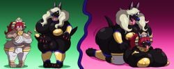 2girls ann_takamaki anubis before_and_after futanari huge_ass huge_breasts human_to_anthro kasumi_yoshizawa penetration penis persona persona_5 prinnydood sex smile transformation