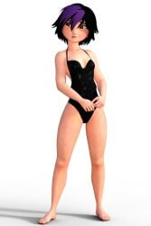 1girls 3d aniroxas big_hero_6 black_one-piece_swimsuit black_swimsuit daz_studio full_body gogo_tomago one-piece_swimsuit solo swimsuit