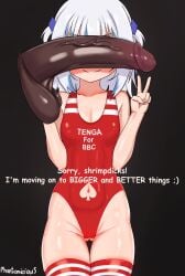 1boy 1girls ;) big_penis blacked blue_hair breasts cant_see_the_haters dark-skinned_male dark_skin female gawr_gura hairclip hololive hololive_english hololive_myth interracial legwear male ntr one-piece_swimsuit peace_sign penis penis_awe penis_on_face penis_over_eyes phantomicious queen_of_spades red_swimsuit shark_girl short_hair small_breasts small_penis_humiliation stockings striped_legwear swimsuit tenga tenga_outfit thighhighs twintails two_tone_hair virtual_youtuber white_hair