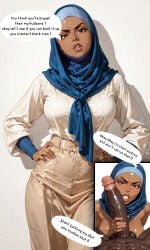 ai_generated arabian big_penis blowjob cheating cheating_wife dark-skinned_male hijab milf netorare ntr oral penis raceplay size_difference text