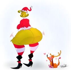 1animal 1girls 2d artist_signature back_view backboob big_ass big_breasts big_butt boots bottom_heavy bottom_heavy_female child_bearing_hips christmas chubby chubby_female clothed clothed_female color evil_grin fat_ass fat_butt female female_focus from_behind full_color genderswap_(mtf) green_body green_fur green_hair green_skin grin grinch grinning heart hearts_around_head high_heel_boots high_heels hips hips_wider_than_shoulders how_the_grinch_stole_christmas huge_ass huge_butt humanoid inactive_account looking_back massive_ass massive_butt max_(the_grinch) non-human panties pink_panties pink_thong presenting presenting_ass presenting_hindquarters ranslove rear_view red_clothing red_eyes rule_63 santa_costume santa_hat shaking shaking_ass sharp_teeth short_hair shoulder_length_hair staring_at_ass stockings the_grinch the_grinchess thicc thick thick_ass thick_thighs thigh_highs thighhighs thighs thong white_background wide_hips yellow_eyes yellow_sclera