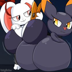 2girls ass bat batty_(vents) big_ass big_breasts breasts duo female hand_on_ass hand_on_breast huge_ass huge_breasts hyper_ass hyper_breasts rabbit shortstack ventingshadows zennia_(vents)