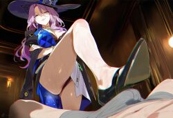1boy 1girl1boy 1girls ai_generated big_breasts cottonmilk feet female_dominating_male femdom foot_fetish foot_focus footwear hat heels honkai:_star_rail honkai_(series) huge_breasts humiliation jade_(honkai:_star_rail) looking_down looking_down_at_viewer pov pov_crotch smug stomped stomping sweat sweating thick_thighs thighs underwear