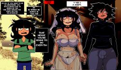 bite_mark bulge futanari hickey_marks huge_breasts instant_loss_2koma kiss_mark lily_(needlemouse) needlemouse_(series) needymouse pubic_hair pubic_hair_peek sarah_henderson_(needlemouse) style_emulation style_imitation style_parody tagme treasure_trail wedding_dress wedding_lingerie ykujo yuri