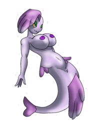 2016 5_fingers alomomola alpha_channel anthro anthrofied belly breasts female fish hair half-closed_eyes huge_breasts large_breasts looking_at_viewer marine navel nintendo nipples nude one_eye_closed pokemon pokemorph purple_hair purple_nipples purple_skin pussy simple_background smile solo transparent_background wink yellow_eyes yoshimister_(artist)