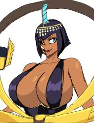 1girls 2d 2d_(artwork) alternate_body_type alternate_breast_size bare_arms bare_shoulders bedroom_eyes big_breasts black_hair black_hair_female blue_eye breasts breasts_bigger_than_head busty busty_female busty_girl curvy curvy_body curvy_female curvy_figure dark_skin dark_skinned_female different_eye_color digital_drawing_(artwork) digital_media_(artwork) egyptian egyptian_female eliza_(skullgirls) eyeshadow female female_focus female_only huge_breasts inner_sideboob kissable_lips large_breasts lips mature mature_woman momiji_(artist) sekhmet_(skullgirls) short_hair short_hair_female simple_background skullgirls solo solo_female solo_focus two-tone_eyes upper_body white_background yellow_eye