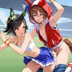 2boys 2femboys anal ai_generated balls blush dickgirl femboy futa_sans_pussy futanari horse_ears horse_girl horse_tail ian8766_(artist) intersex male male_only outside partially_clothed penis perineum precum public self_upload sweat teasing testicles trap umamusume umamusume_pretty_derby uncensored winning_ticket_(umamusume) yaoi femboy_on_femboy