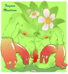 dogfu dripping flora_fauna flower fragaria_monsterum male male_only monster muscular nipples penis plant solo