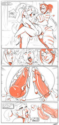 anthro balls blush breast_squish breasts canine comic cum cum_in_ass cum_in_pussy cum_inside cum_on_face cumshot dickgirl double_penetration dsan ejaculation english_text erection eyewear fel_(character) feline female fox futa_on_female futanari glasses group group_sex human human_on_anthro internal intersex intersex/female interspecies kissing knot knotting lipstick makeup mammal my_life_with_fel nipples nude open_mouth orgasm orgasm_face penetration pull_out sandwich_position sex smile standing text thick_thighs threesome vaginal_knotting vaginal_penetration