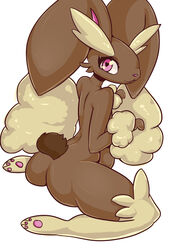 anthro back_view creaturecandy kneeling lopunny pokemon pokemon_(species) solo