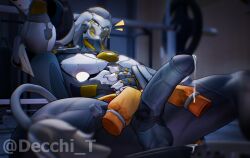 3d 3d_model android arms_behind_head banyue_(zenless_zone_zero) big_penis blender decchi_t gay gym large_penis lion male male_only mechanical precum precum_drip robot solo solo_focus solo_male yaoi zenless_zone_zero