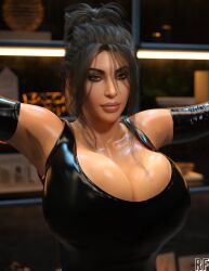1girls 2025 3d alternate_breast_size alternate_breast_size_(larger) artist_signature bare_shoulders big_lips black_hair breasts brown_eyes cleavage collarbone curvaceous curvy curvy_body curvy_female curvy_figure dress epic_games female female_only fortnite fortnite:_battle_royale fully_clothed glistening glistening_body hi_res high_resolution highres hourglass_figure kim_kardashian kim_kardashian_(fortnite) latex latex_dress latex_gloves light-skinned_female light_skin long_hair looking_at_viewer mature_female narrow_waist puffy_lips rude_frog shiny_skin slim_waist solo solo_female voluptuous voluptuous_female