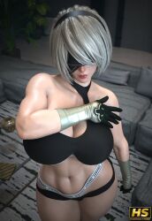 1girls 2025 3d 3d_(artwork) android ass athletic athletic_female bare_shoulders beauty_mark beauty_mark_under_mouth belly belly_button big_ass big_breasts big_butt black_bra blindfold bob_cut bra breasts busty cleavage color colored curvaceous curves curvy curvy_body curvy_female curvy_figure fanart female femme_fatale full_color gloves hagiwara_studio hairband hips huge_breasts large_ass large_breasts large_butt light-skinned_female light_skin looking_at_viewer mole mole_under_mouth nier:_automata panties platinum_games short_hair smile smiling smiling_at_viewer sports_bra sports_panties sportswear stomach thick_thighs thighs titties video_game video_game_character video_game_franchise video_games white_hair yorha_2b