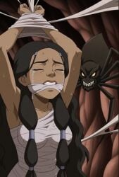 1girls ai_generated animated audio avatar_the_last_airbender cave cocoon crying dialogue english_voice_acting female gagged katara medium_breasts mp4 sound spider spider_web tagme video voice_acted