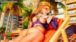 3d 3d_(artwork) ass ass_focus invisible_woman invisible_woman_(azure_shade) invisible_woman_(marvel_rivals) marvel marvel_comics marvel_rivals render sue_storm sunbathing
